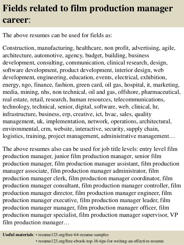 production manager sample resumes