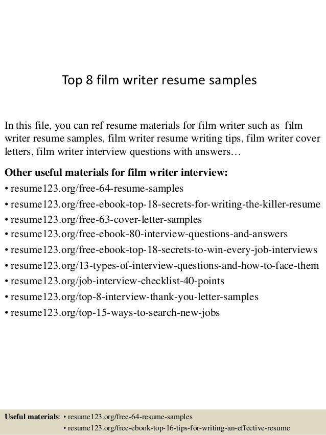 top 8 film writer resume samples