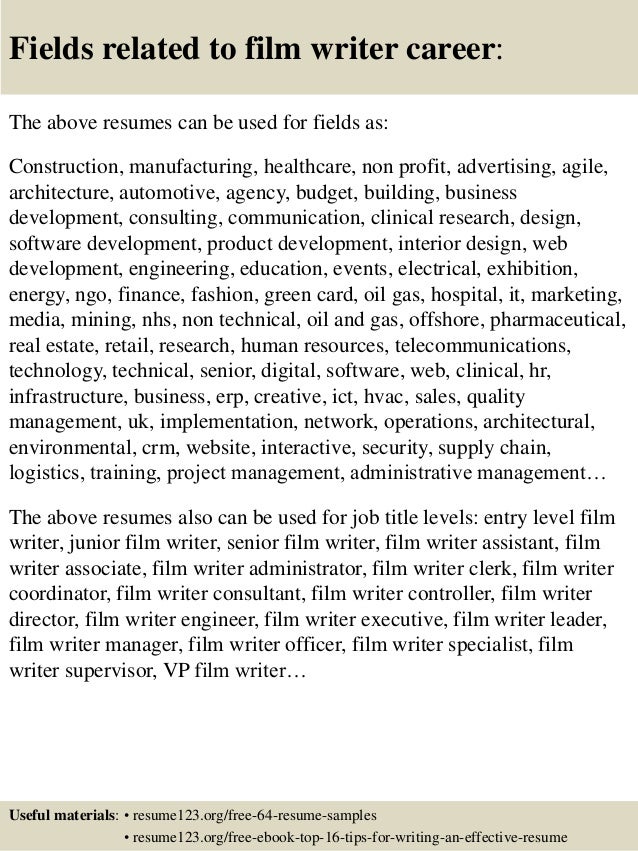 film resume samples
