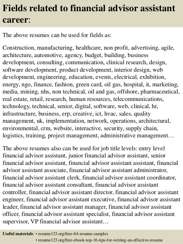 Resume tips financial advisors