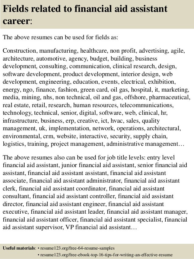 financial aid resumes