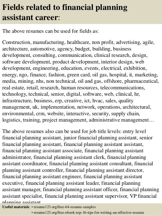 Top 8 Financial Planning Assistant Resume Samples