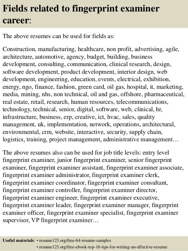 Top 8 fingerprint examiner resume samples