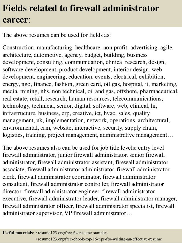 top 8 firewall administrator resume samples