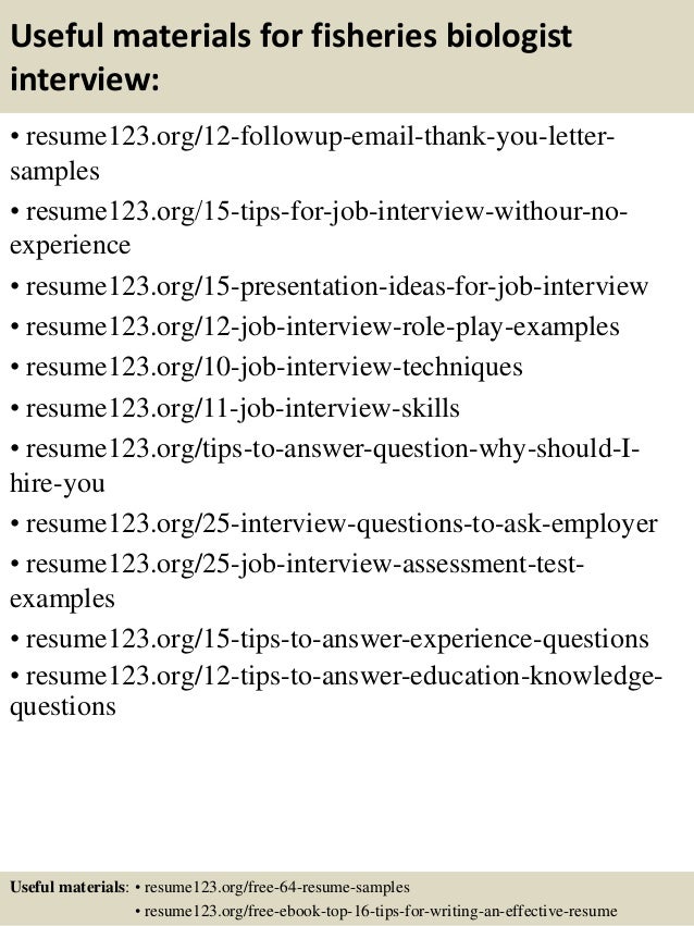top 8 fisheries biologist resume samples