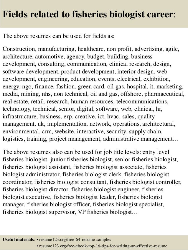 top 8 fisheries biologist resume samples