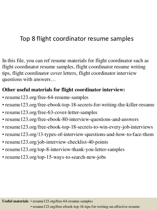 top 8 flight coordinator resume samples