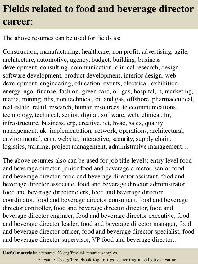 food and beverage resumes