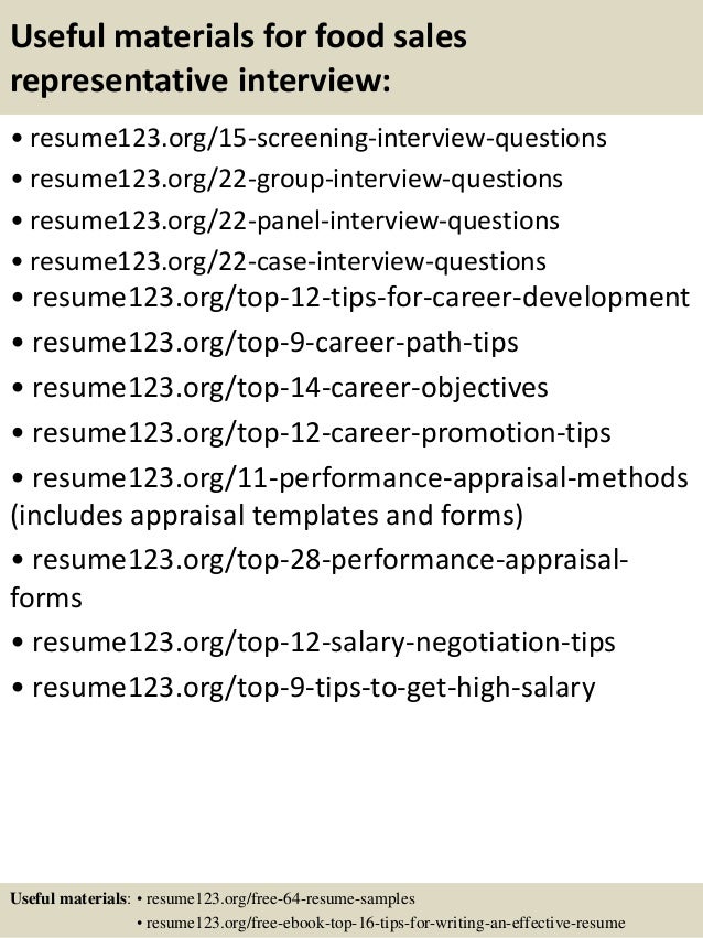 Top 8 Food Sales Representative Resume Samples