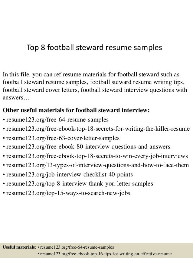 Top 8 football steward resume samples