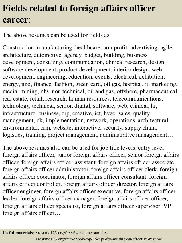 top 8 foreign affairs officer resume samples effective cover letter templates