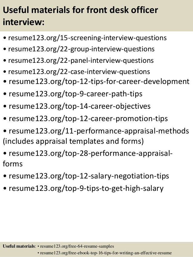 Top 8 Front Desk Officer Resume Samples