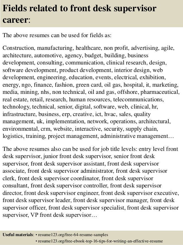 top 8 front desk supervisor resume samples front desk supervisor resumes