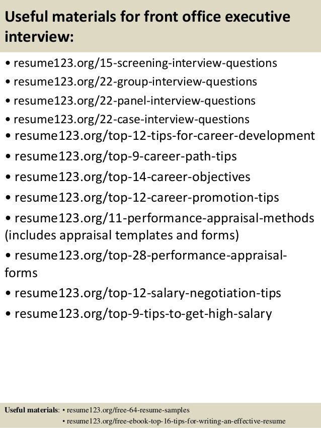 sample resume for back office executive