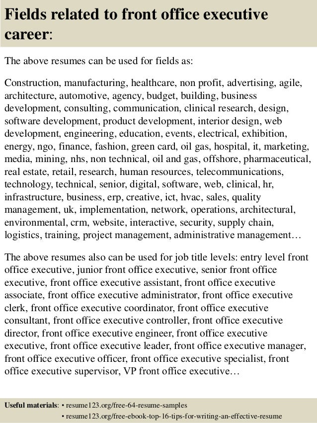 top 8 front office executive resume samples top 8 front office executive resume samples