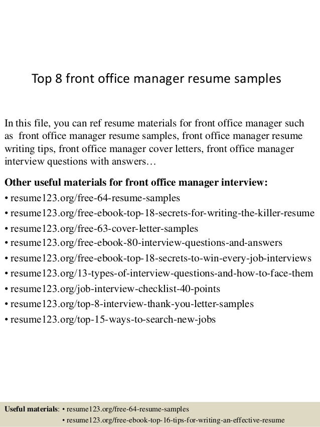 office manager resumes