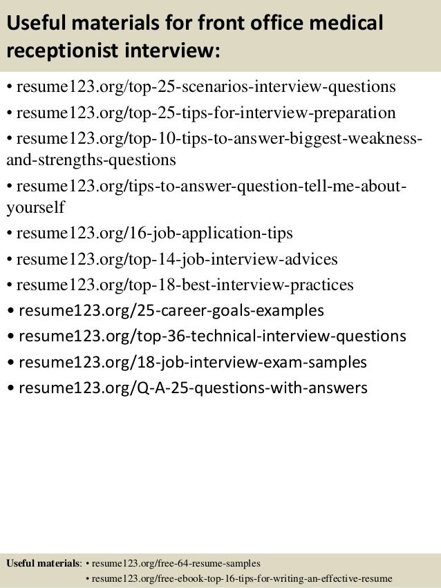 top 8 front office medical receptionist resume samples interview questions biggest weakness