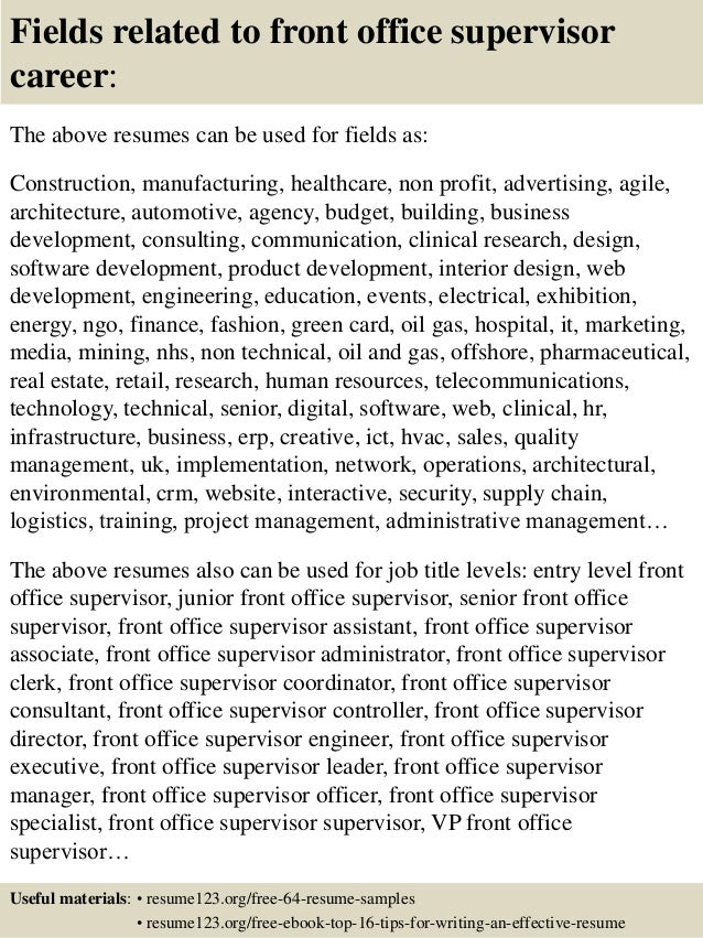 resume for front office