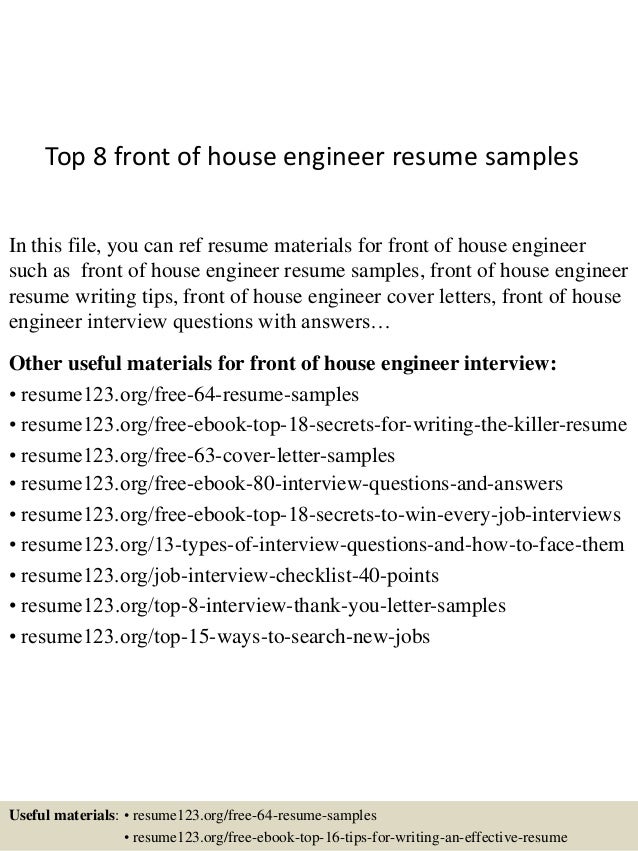 front of house resume