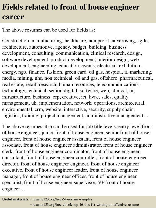 house manager resumes