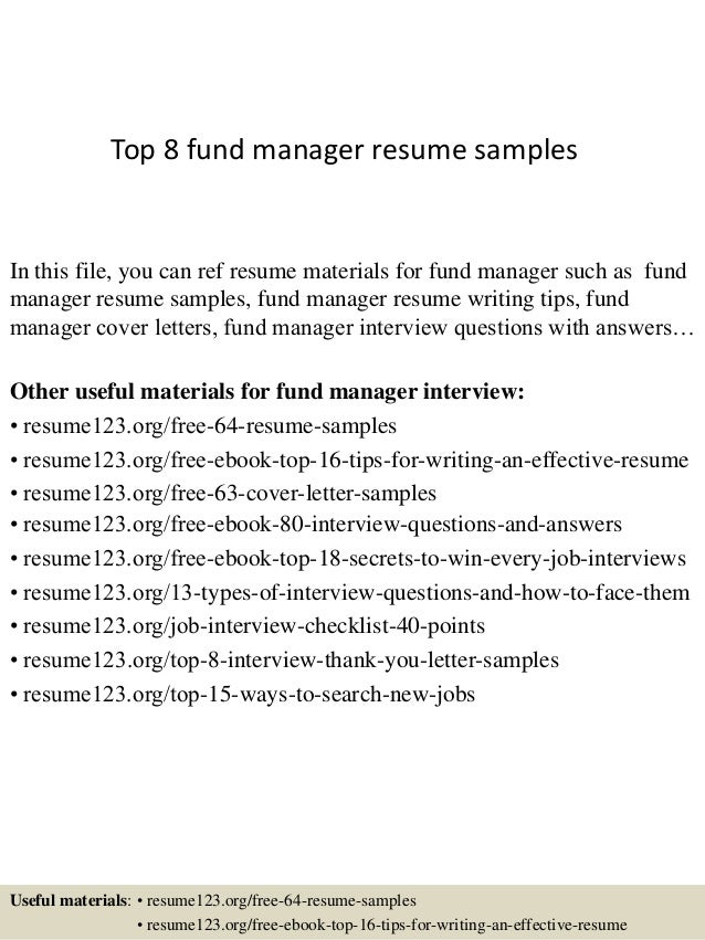fund manager resumes