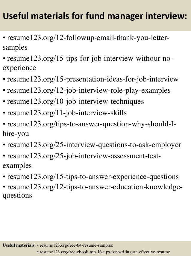 fund manager resumes