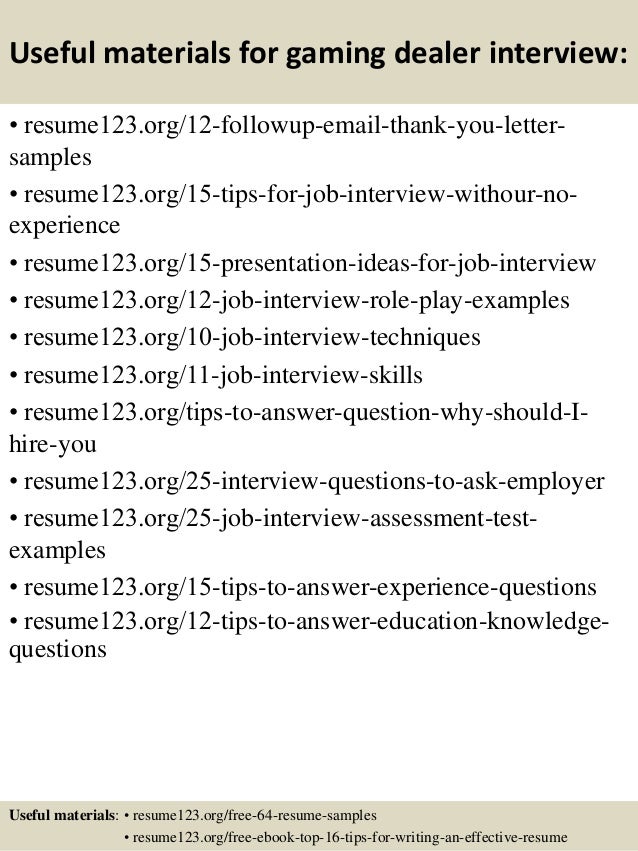Online casino dealer job description for resumes