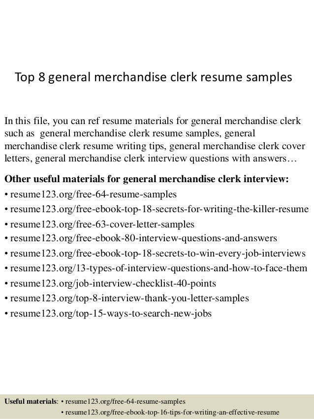 top 8 general merchandise clerk resume samples resume objectives for general job
