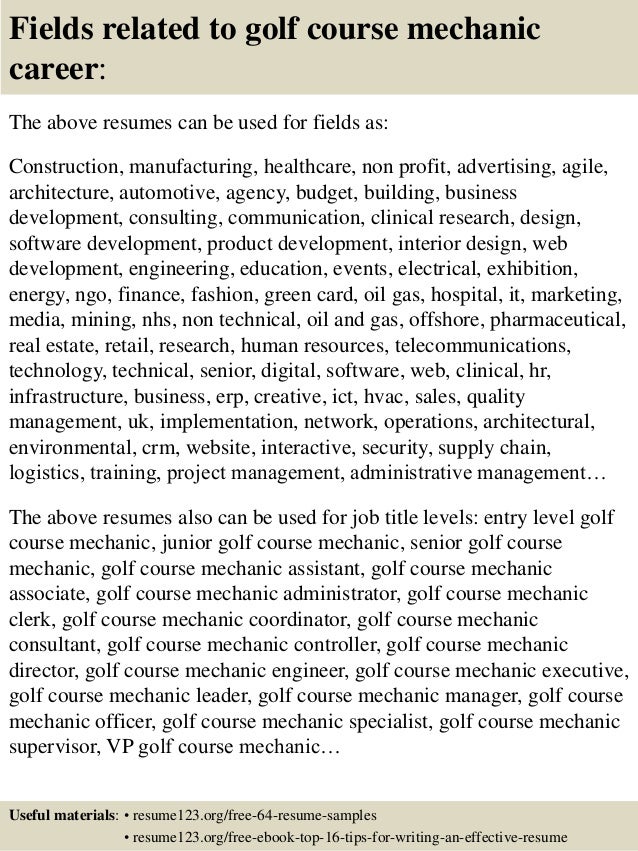sample mechanic resume