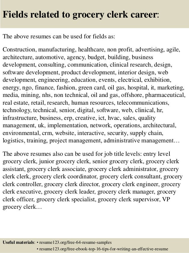 top 8 grocery clerk resume samples