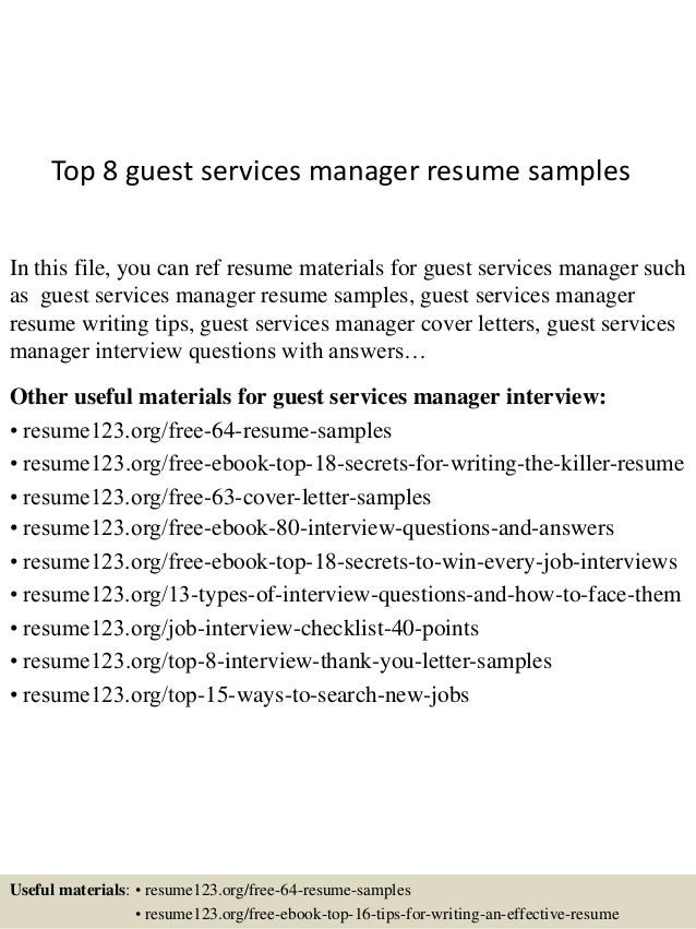 top 8 guest services manager resume samples guest services manager resume