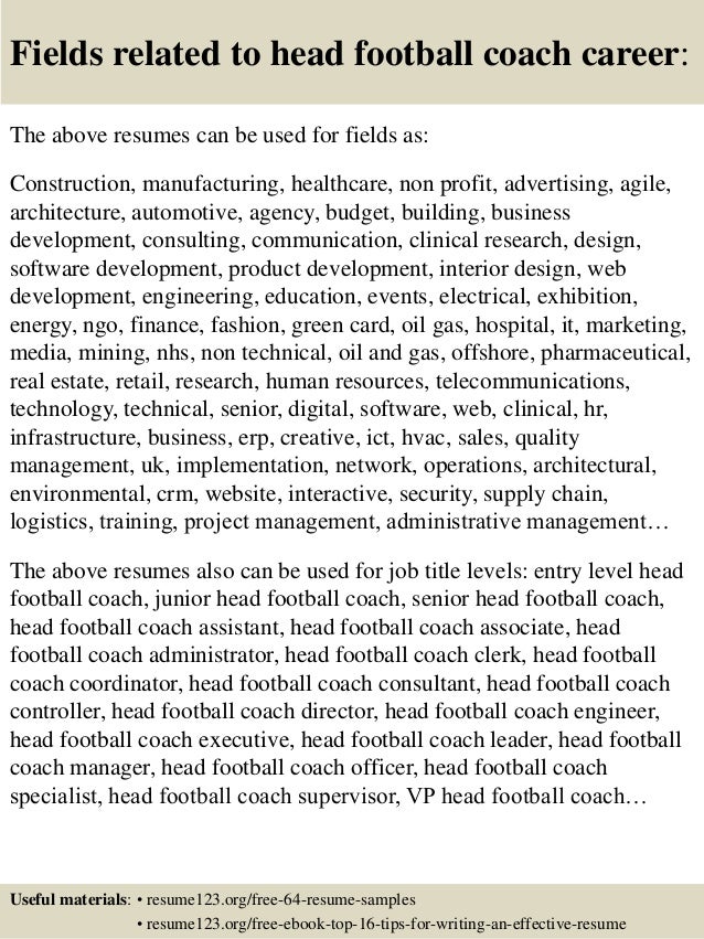 Head coach football resume