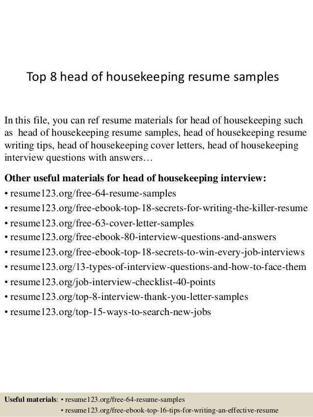 housekeeping skills for resume