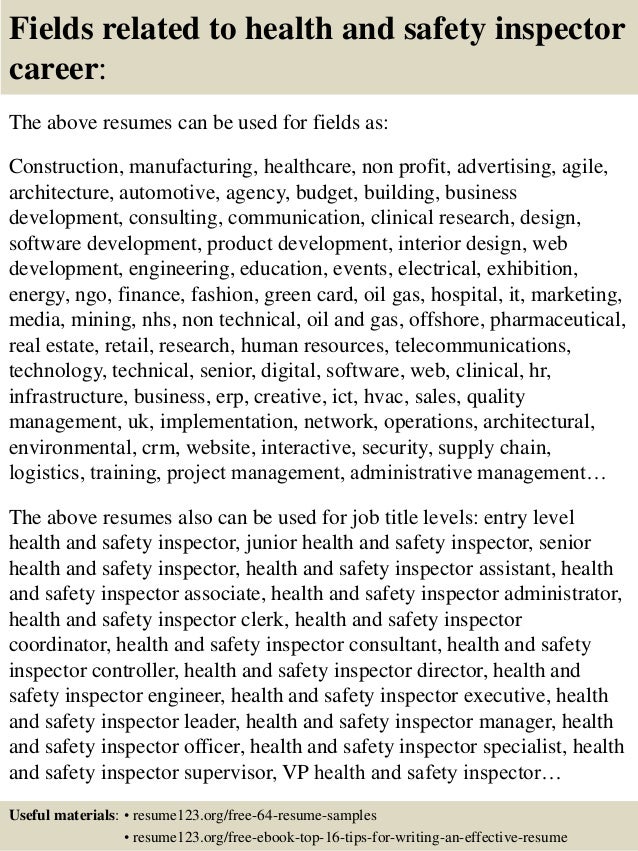 health inspector resume