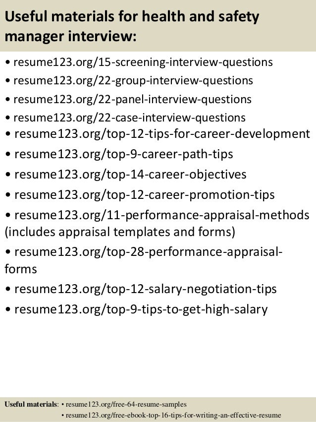Health and safety manager resume sample