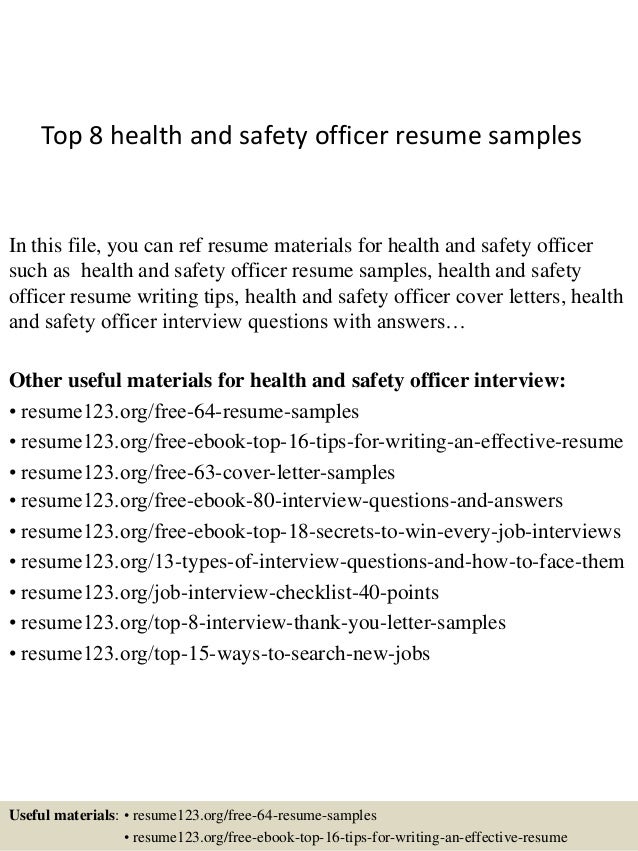 Resume for safety officer job