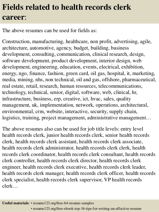 16 fields related to health records clerk medical records clerk resume - Medical Records Clerk Resume 16 fields related to health records clerk medical records clerk resume - Medical Records Clerk Resume