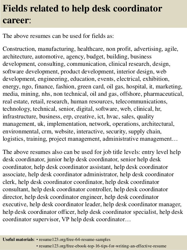 Help desk specialist resume sample