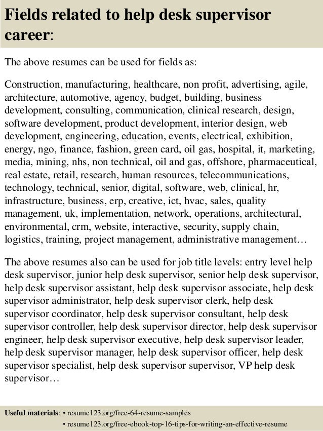 Top 8 Help Desk Supervisor Resume Samples