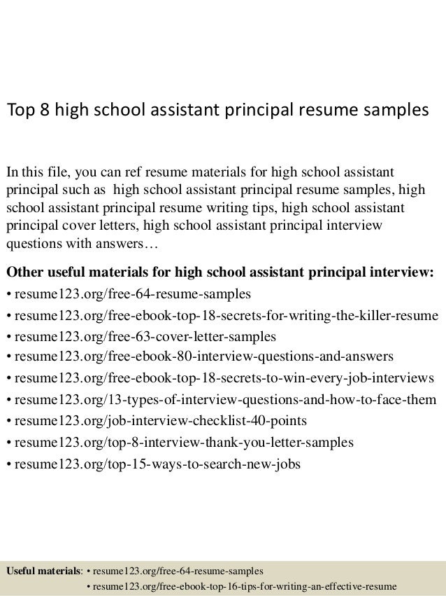 Resume sample assistant principal
