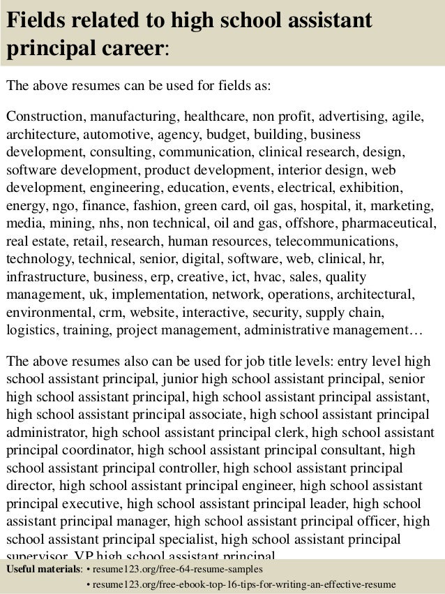 High school assistant principal resume
