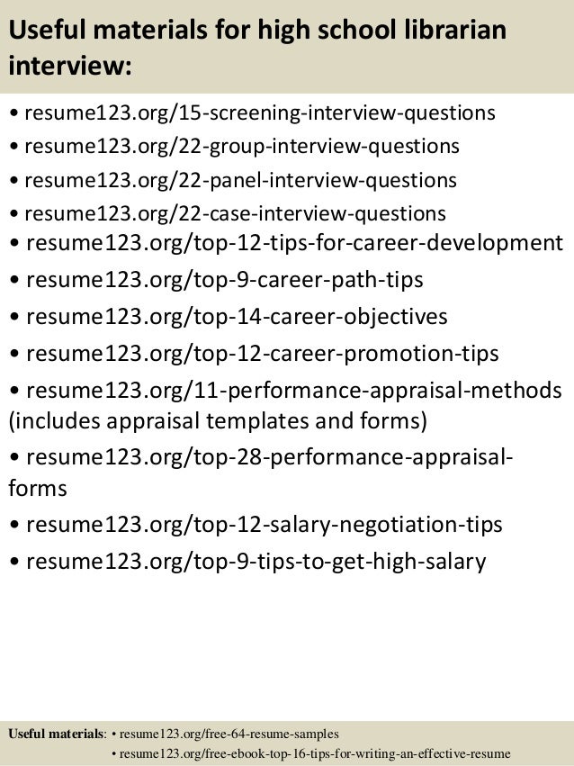 Sample resume for school librarians
