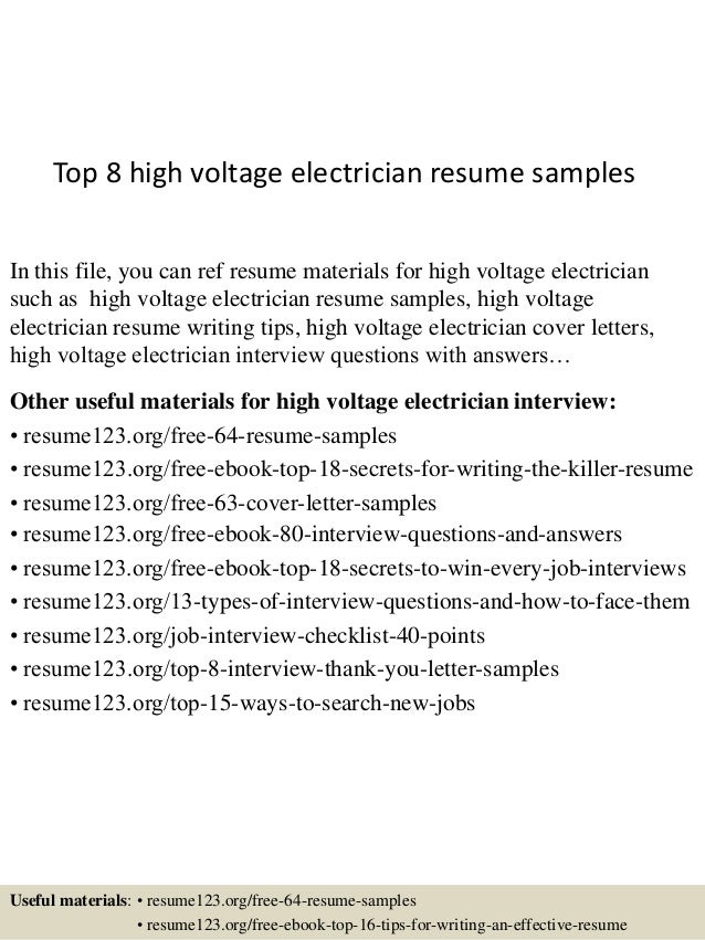 electrician resume sample