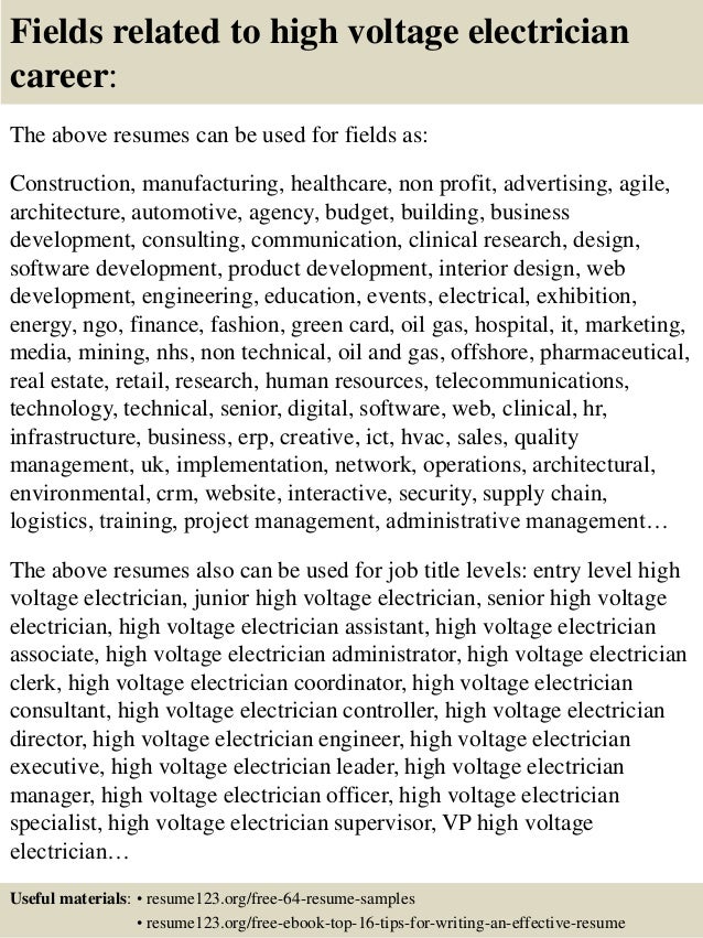 Industrial Electrician Skills Resume