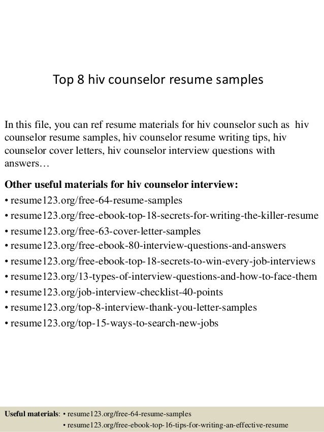 Top 8 hiv counselor resume samples