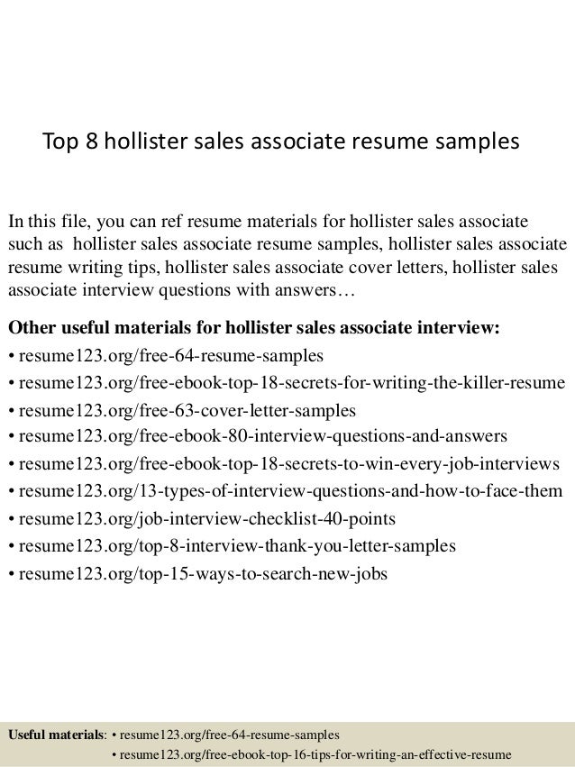 top 8 hollister sales associate resume samples in this file you can ref resume materials - Resume Examples For Sales Associate top 8 hollister sales associate resume samples in this file you can ref resume materials - Resume Examples For Sales Associate