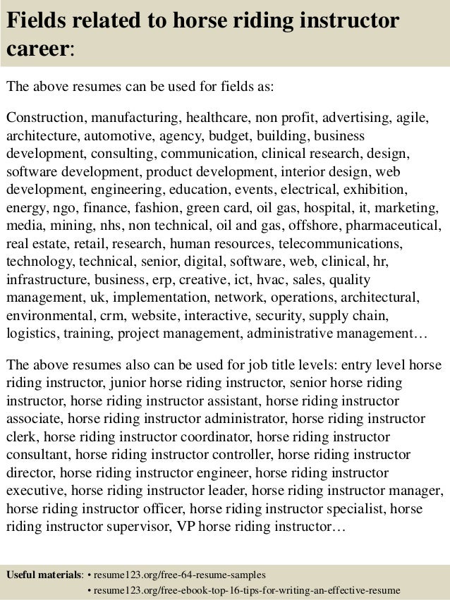 Top 8 horse riding instructor resume samples