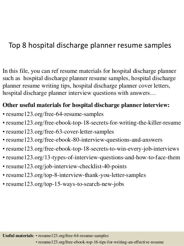 top 8 hospital discharge planner resume samples