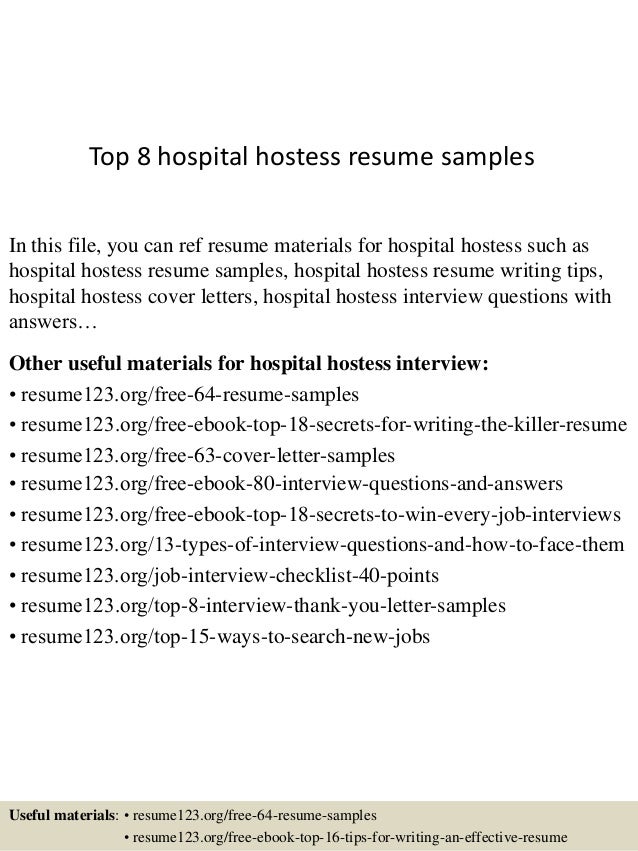 top 8 hospital hostess resume samples hostess sample resume
