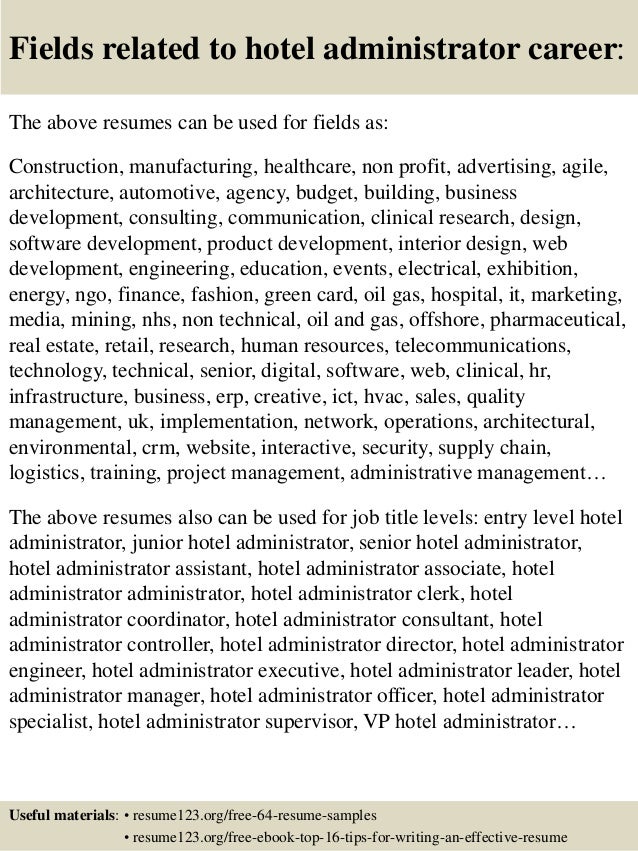 hotel resume samples